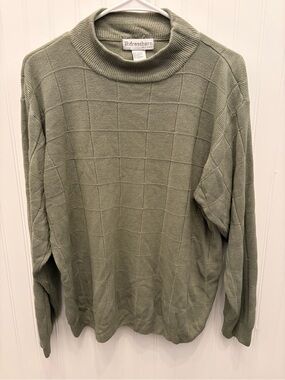 dressbarn Olive Green Textured Turtleneck Sweater
